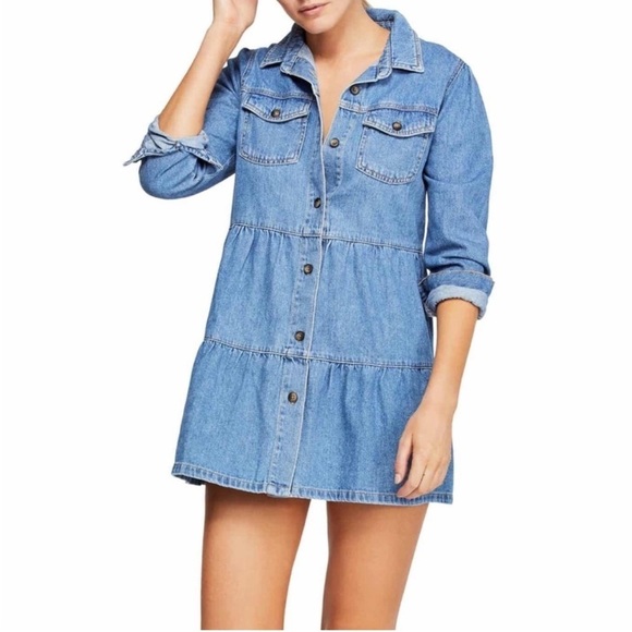 Free People Nicole Denim Shirt Dress - Picture 2 of 13